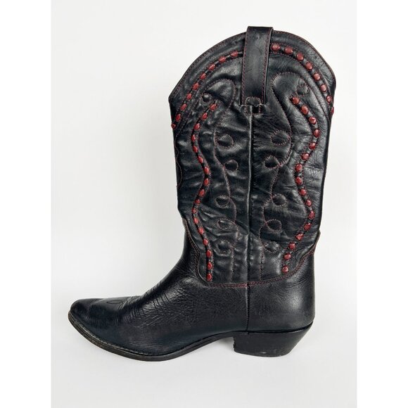 Vintage Cowboy Boots Leather Embroidered Cowgirl Western Heel Stampede Rodeo 10 - Picture 7 of 8